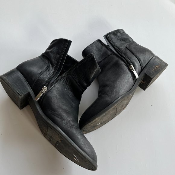 FRANCO SARTO BLACK LEATHER ANKLE BOOTS BOOTIES WOMENS SIZE 9.5M - Picture 4 of 7